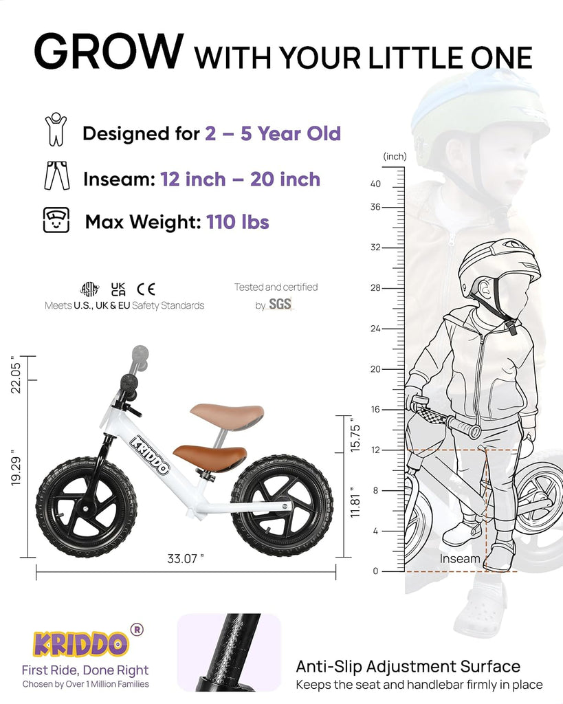 Toddler Balance Bike 2 Year Old, Gift for 2-3 Boys Girls, Adjustable