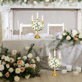 8 Pcs Gold Candelabra 12 Inch 3 Arm Metal Candle Stand Wedding Candlestick Holder for Table Centerpieces Wedding