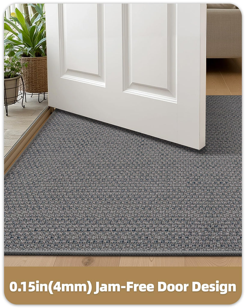 Ultra-Thin Indoor Door Mat Entrance, 32"x48"Heather LightGrey