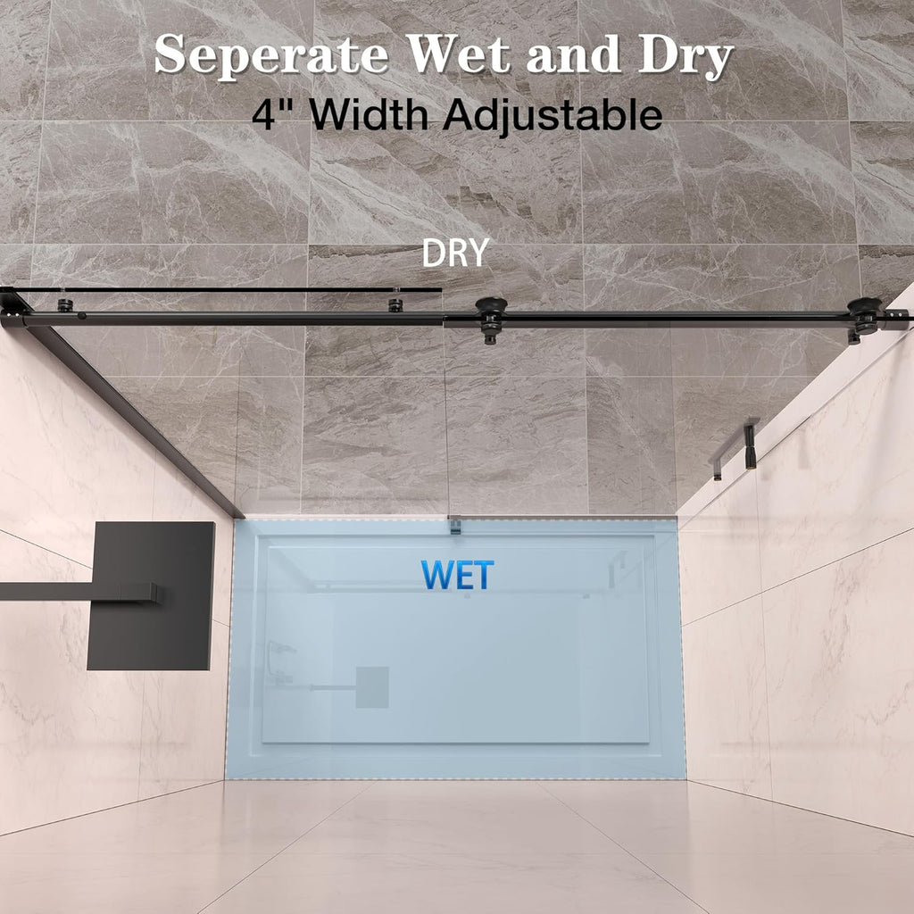 56-60” x 76” Frameless Shower Door, 5/16" (8mm) Clear SGCC Tempered Glass, Bathroom Glass Sliding Shower Doors