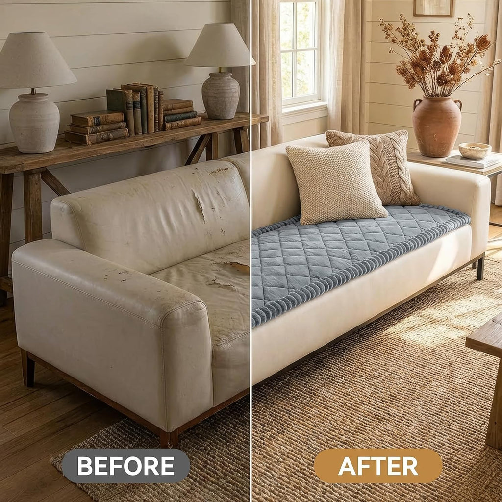 Non Slip Couch Cover for Dogs, Fuzzy Plush Pet Sofa Protector