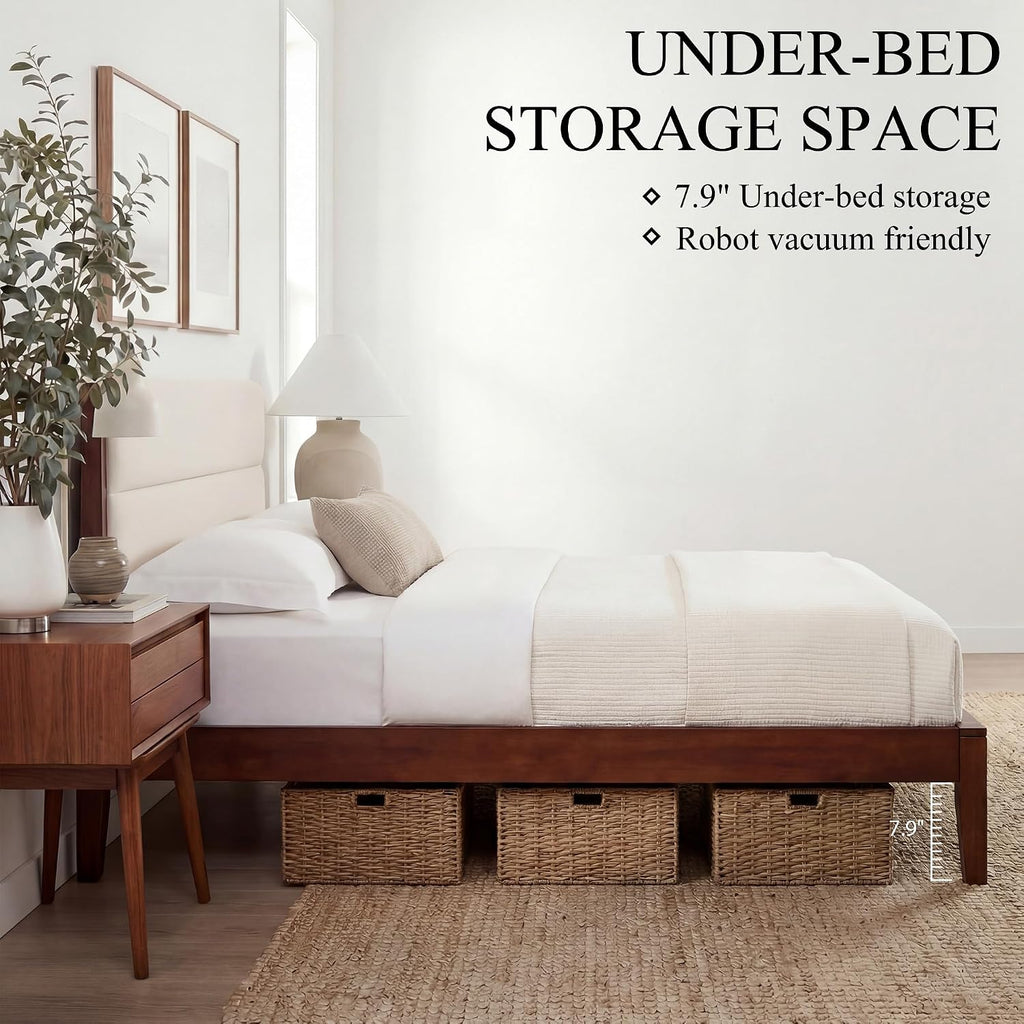 Joinery Inspired Solid Bamboo Bed Frame with Headboard