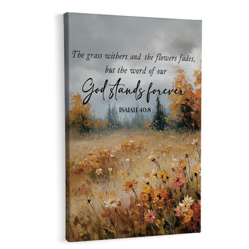 Christian Fall Wall Decor, Cottagecore Wildflower Bible Verse Scripture Framed Canvas Painting Wall Art Decor