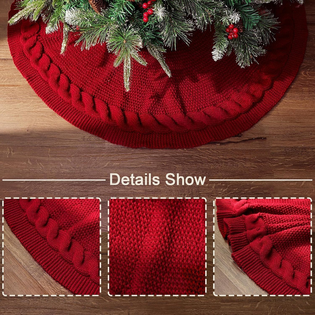 Knit Christmas Tree Skirts, Neutral Tree Skirt, Cozy Christmas Decorations