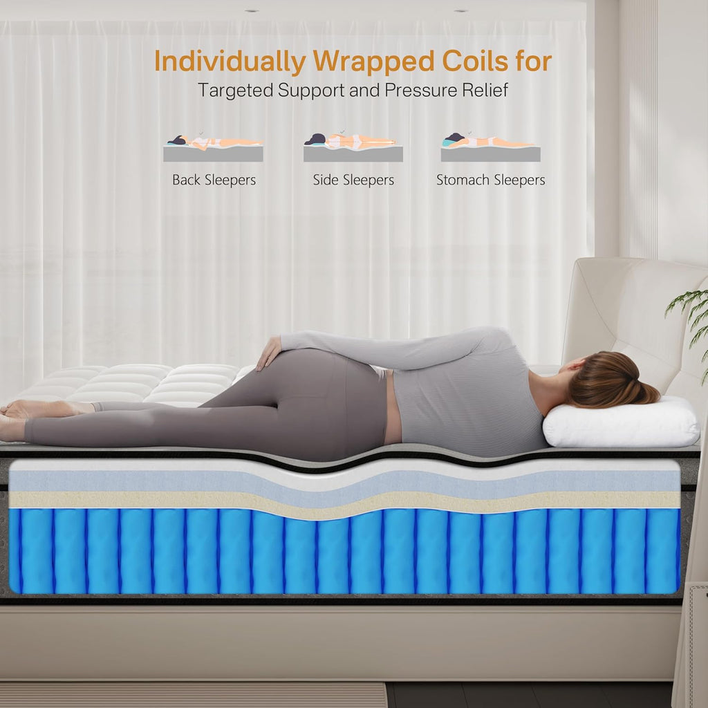 California King Mattress, 14 Inch Luxury Hybrid Cal King Mattress | 2026 Upgraded Cooling Gel Memory Foam, Zoned