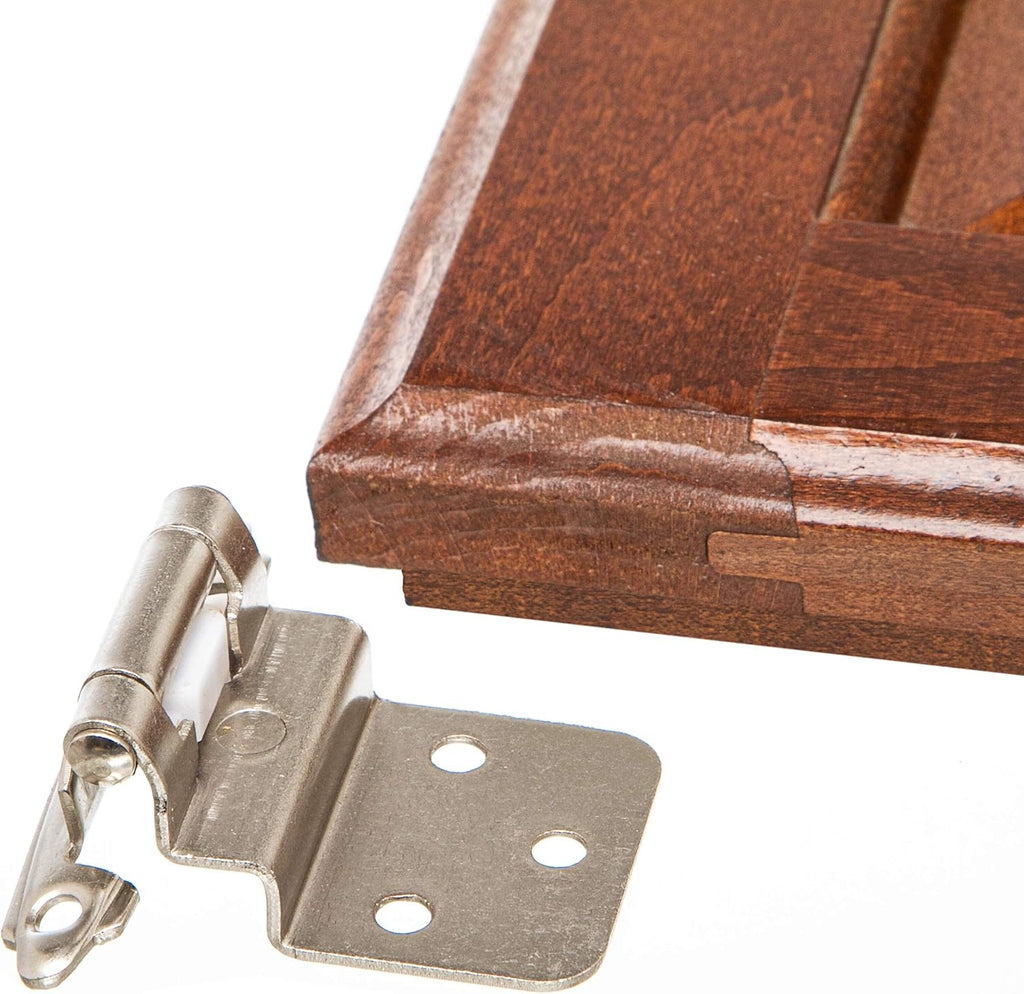 3/8" Inset Cabinet Hinges Brushed Nickel (25 Pair -50 Pcs) Offset Self Closing Cabinet Hinges Cabinets Satin Nickel
