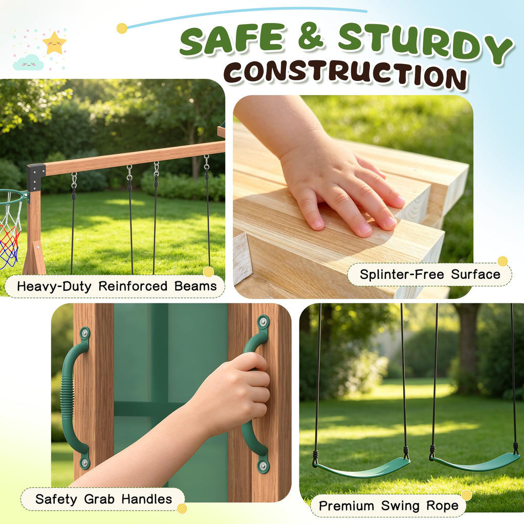 6-in-1 Wooden Swing Set