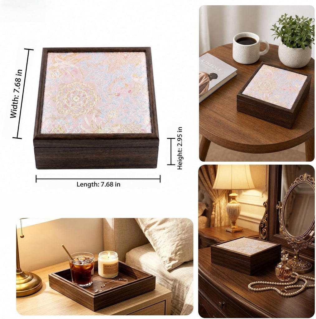 Decorative Keepsake Memory Box, MDF Wooden Storage Box with Lid