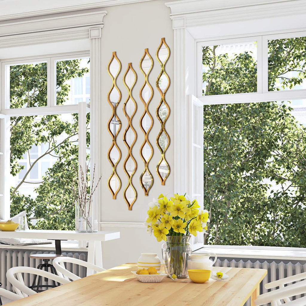 6 Pcs Acrylic Teardrop Mirror Wall Decor, Boho Wall Art, Gold Edge