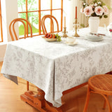 Premium Vintage Farmhouse Damask Floral 60 x 104 inch Rectangle Table Cloth - Water Resistant Linen 