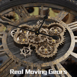 36" Extra Large Wall Clock with Moving Gears, Oversized Giant Industrial Steampunk Rustic Clocks for Wall Decor Living Room Home Office,...
