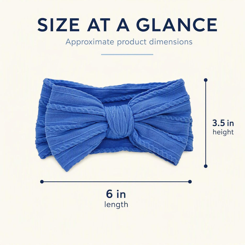 Handmade Baby Girl Headbands with Bows, Soft Stretchy Nylon Baby Headbands, Baby Bows for Girls, Blue Headband