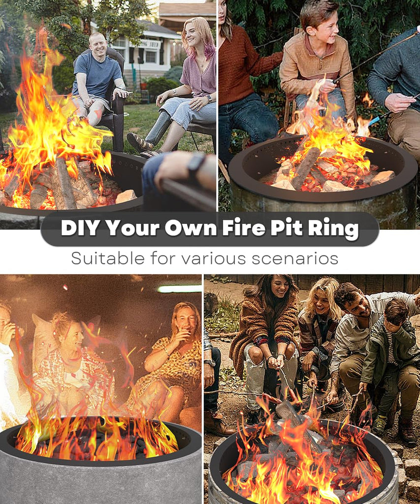 39 Inch Smokeless Fire Pit Ring Insert Firepit Kit Outdoor, Black