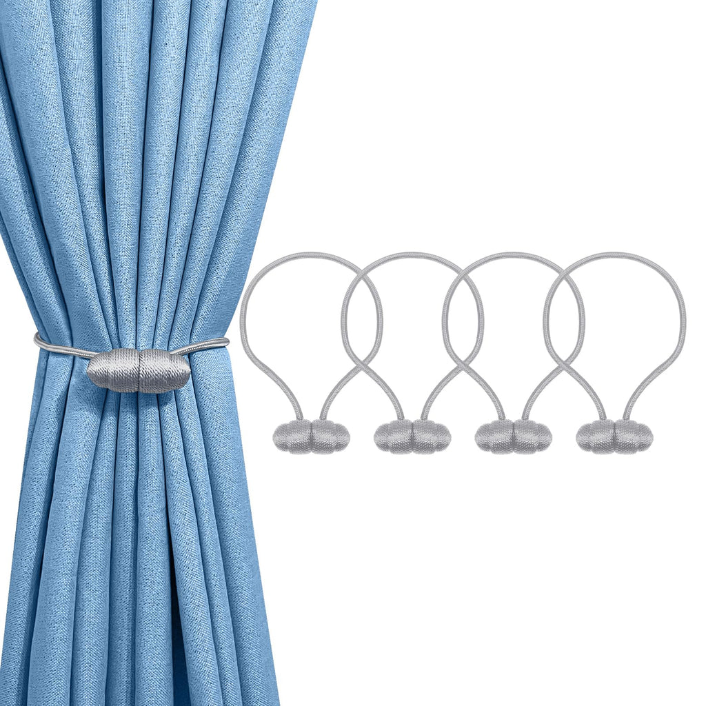 Gray Boho No Drill Magnetic Curtain Tiebacks Decor - 4PCS