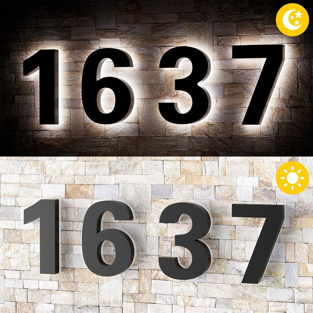 5 Inch Backlit House Numbers for Outside, Stainless Steel