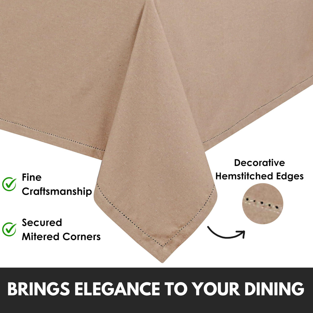 Tablecloth 100% Cotton 60 x 84 Inch Decorative Rectangle Washable Table Cloth Cover for Gifts, Home, Buffet, Wedding