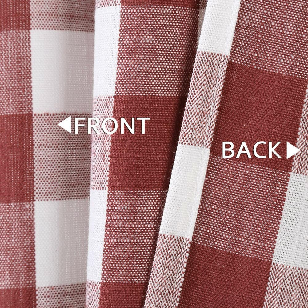 Red and White Buffalo Check Kitchen Curtain Valances for Windows, Burgundy Plaid Gingham Valance Rod Pocket Cafe