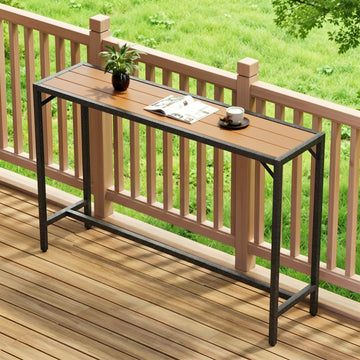 55" Patio Bar Table, Sturdy Outdoor Counter Height Table, Teak