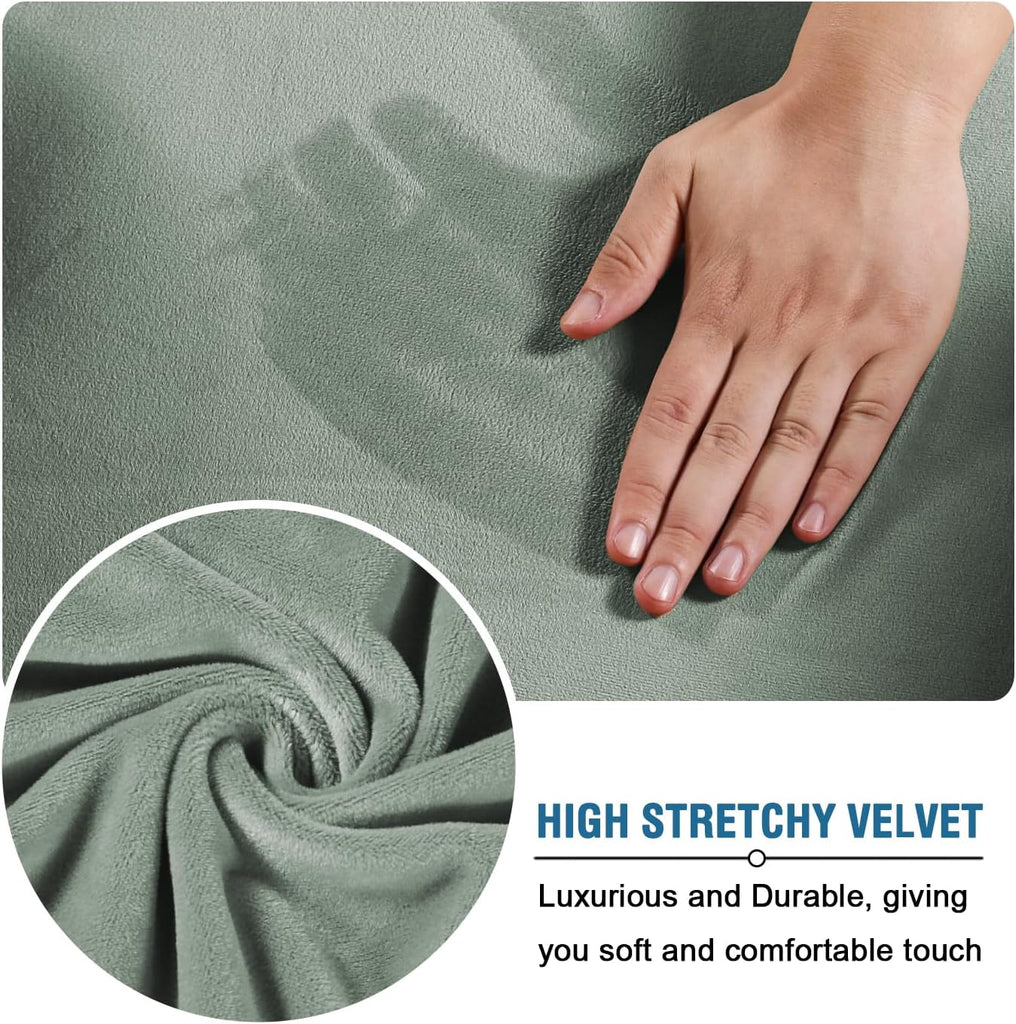 Modern Velvet Plush 4 Piece High Stretch Sofa Slipcover Sofa Cover Furniture Protector Form Fit Luxury Thick Velvet
