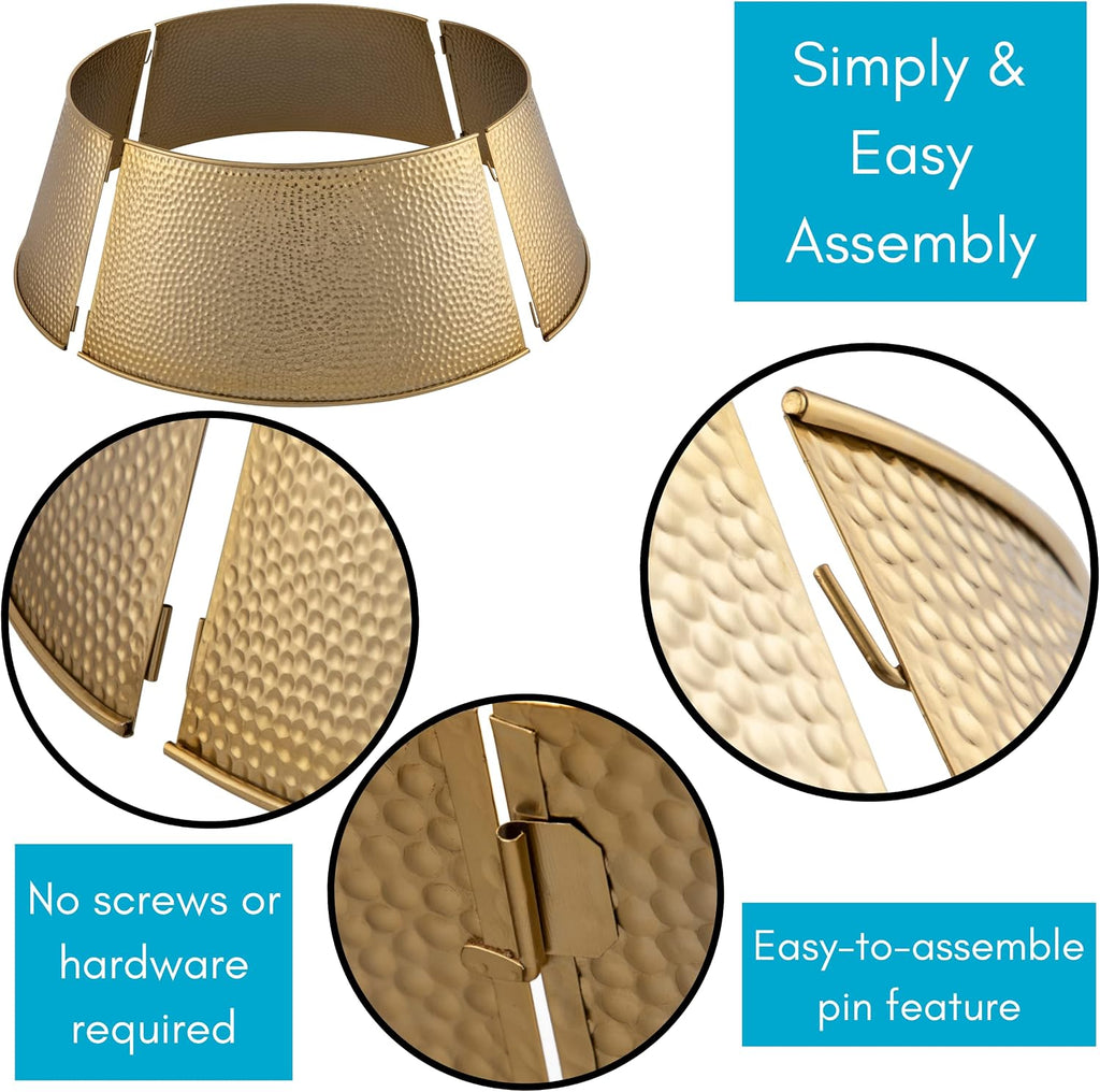 Metal Christmas Tree Collar, Gold, 28" x 10"