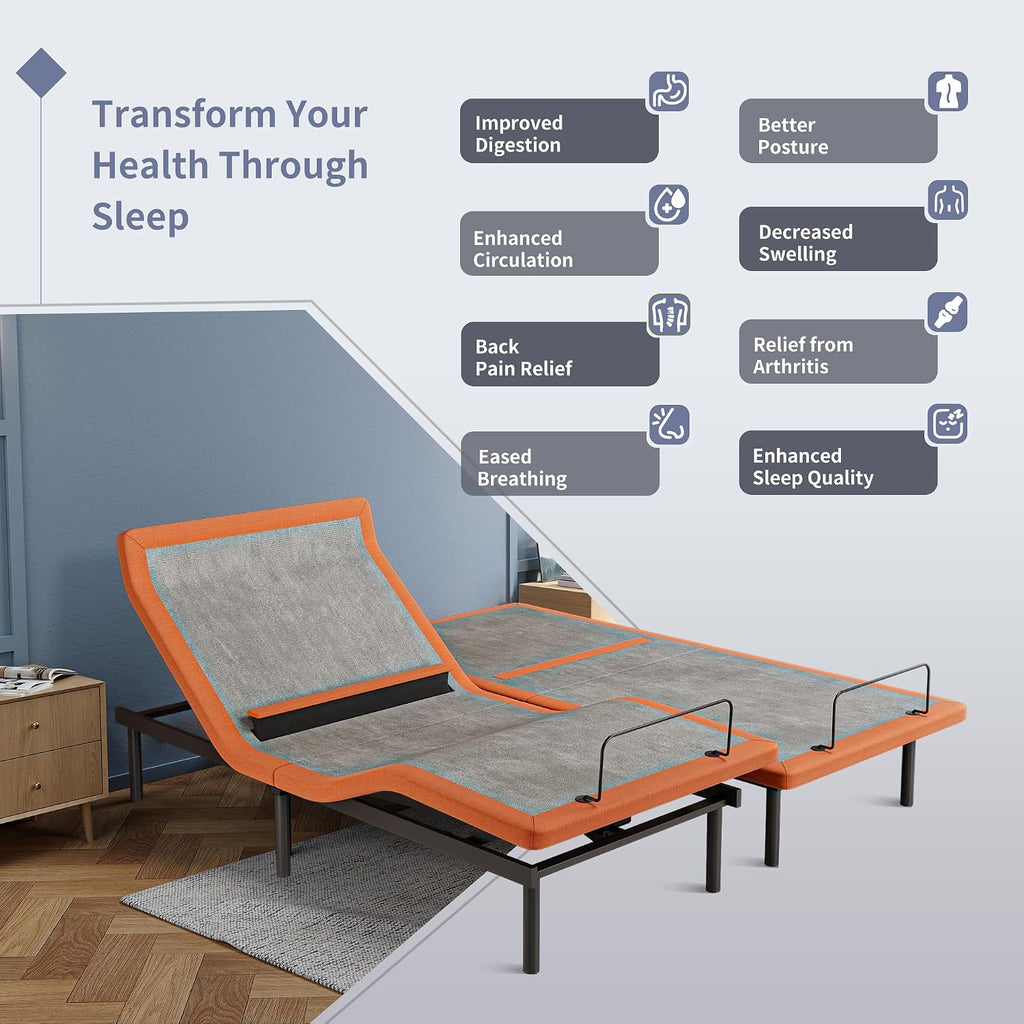 Queen Adjustable Bed Frame with Lumbar Support Smart App - Set of 27