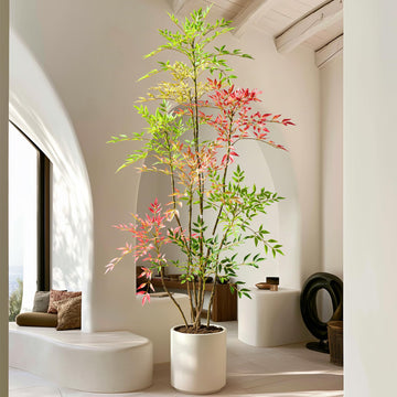 6.5ft Faux Bamboo Tree Artificial Nandina Tree Artificial Indoor Plants Realistic Fake Potted Tree with 800+ Leaves