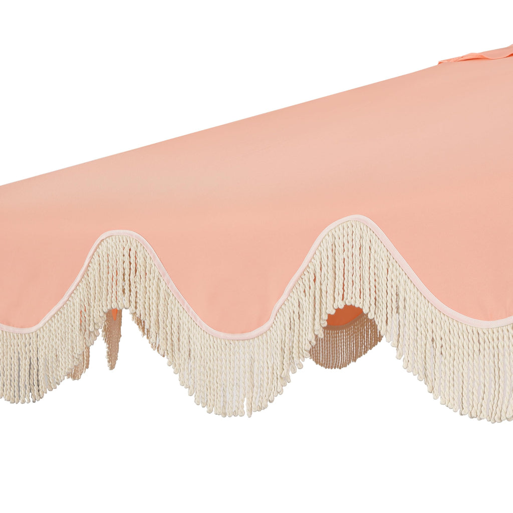 Collins 9' Scalloped Market Patio Umbrella, Coral Pink/Brown