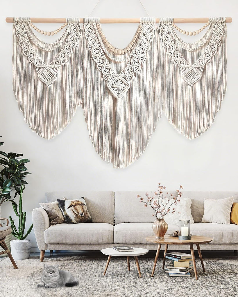 Large Macrame Wall Hanging Boho Tapestry - Big Size Wall Art Decor, Wedding, Home Decoration