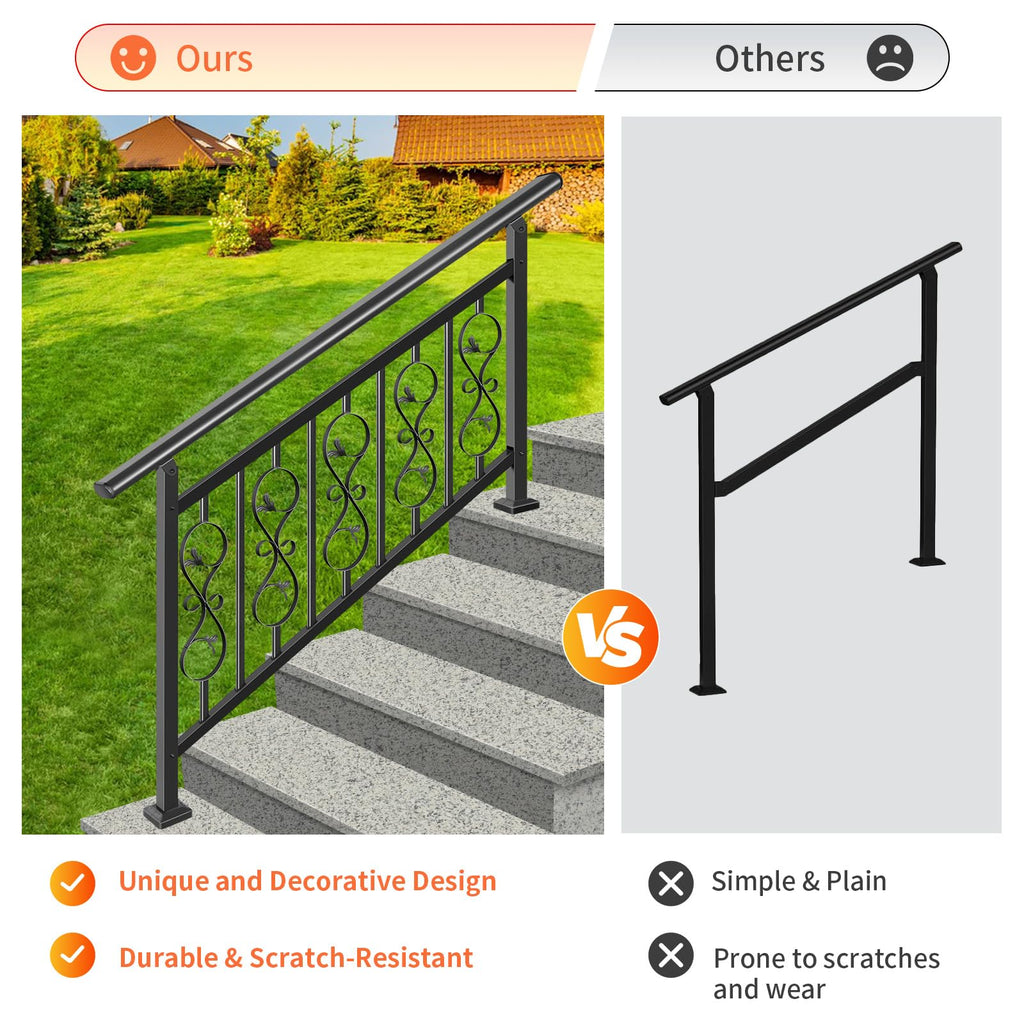 Unique Design 5 Step Hand Rails for Outdoor Steps, Adjustable
