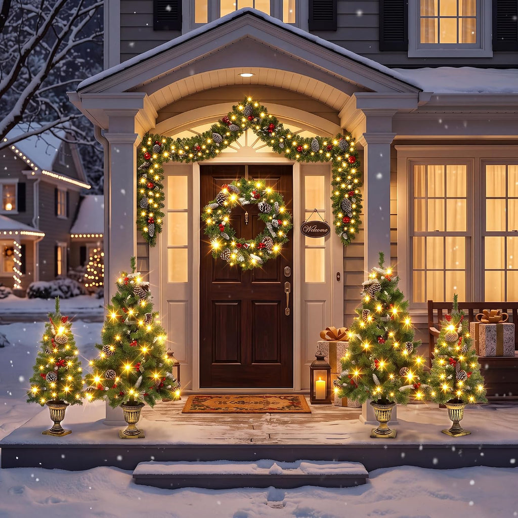 Piece Christmas Tree Set, 3'4' Pre‐lit Artificial Christmas Tree