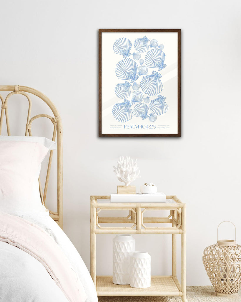 12x16 in Psalm 104:25 Coastal Seashell Framed Christian Wall Art