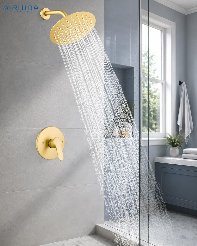 8 Inch Brushed Gold Shower Faucet Set,Shower Valve Kit