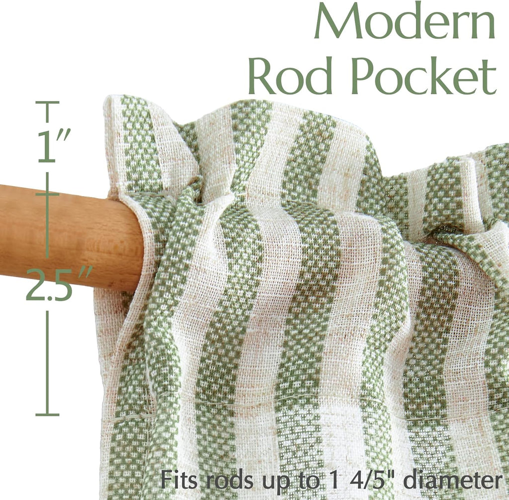 Striped Linen Kitchen Curtains 24 Inches Length Tier Curtains Farmhouse Modern Cafe Style Small Window Treatments