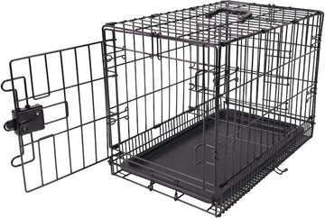 Portable, Foldable Metal Wire Dog Crate with Removable Tray, Single Door, Divider Panel, Quick Setup, 30 x 19 x 21 in, Black