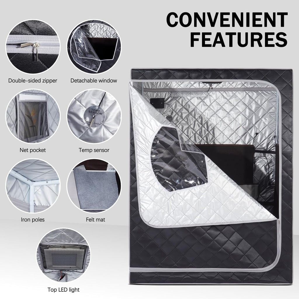 Gollense Portable Infrared Sauna for Home Spa 2 Person Full Size Personal Far Infrared Sauna Box with 2 Foldable