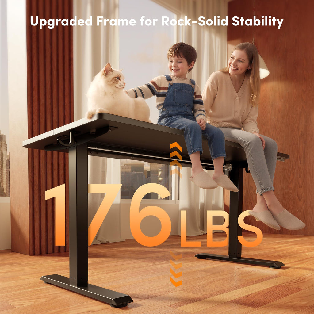 Standing Desk 48 × 24 Inch Electric Height Adjustable, Black