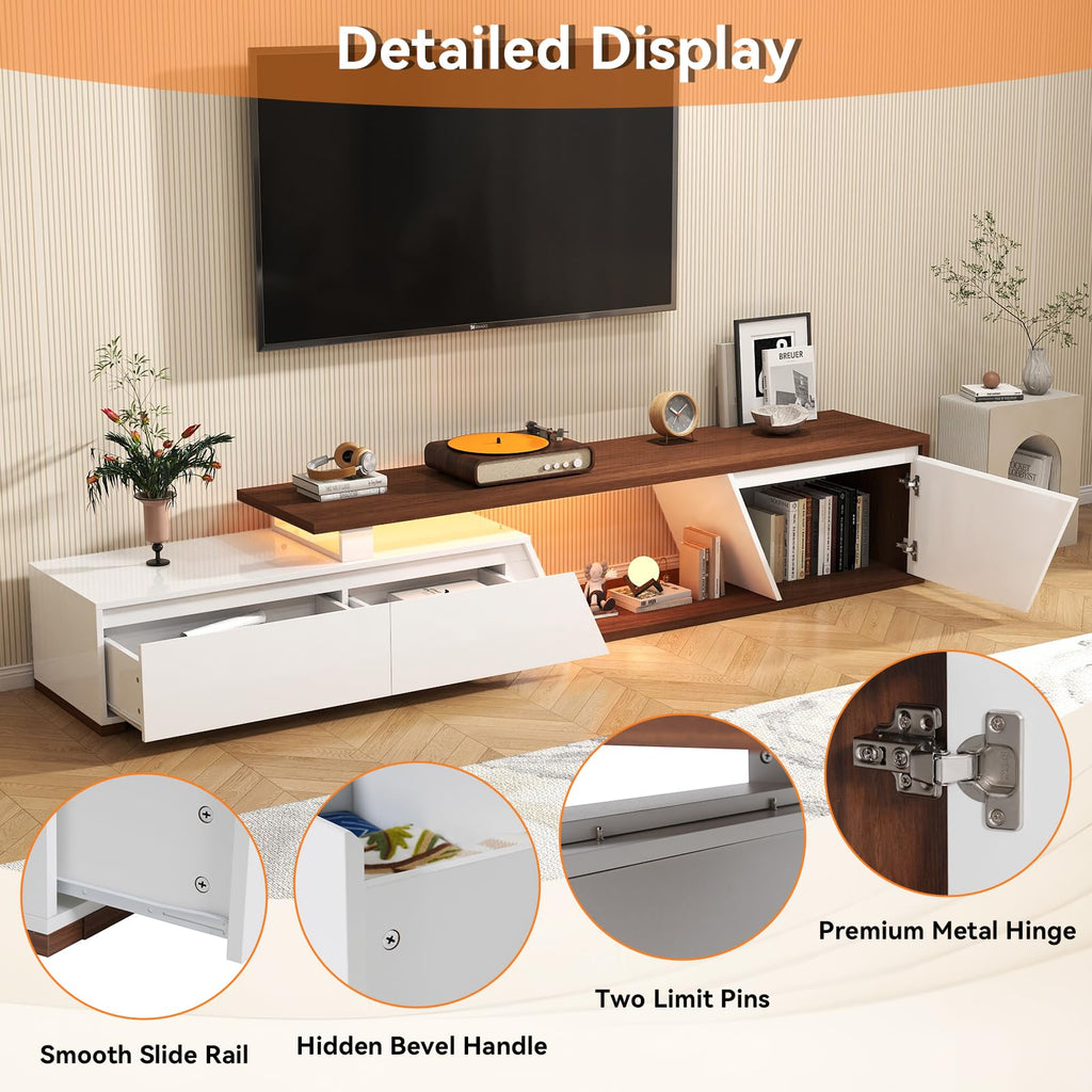 Extendable TV Stand, LED Entertainment Center, 71.0" - 106.3"