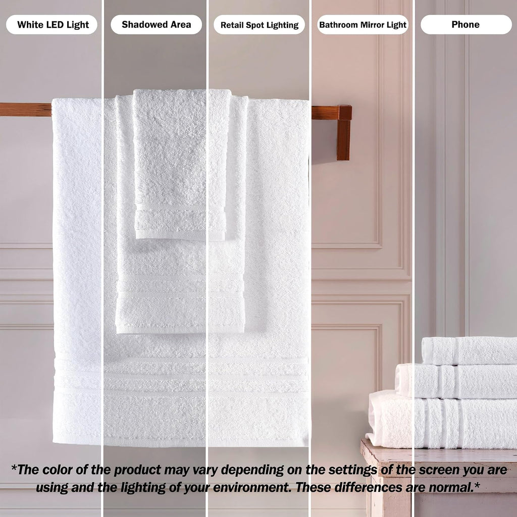 White Bath Towels 4 Pack 27 x 54 Inches 100% Turkish Cotton Soft Lightweight and Highly Absorbent Quick Drying