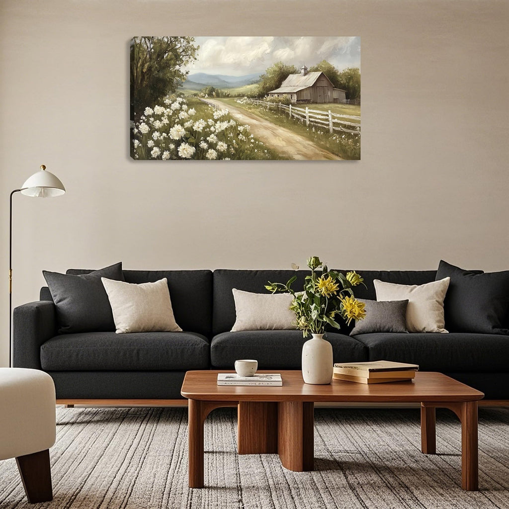 Rustic Farmhouse Canvas Wall Art Decor Nature Scenery Countryside Picture Canvas Painting Landscape Wall Poster