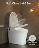 Smart One-Piece Toilet with Built-In Bidet, ADA Comfort Height, Temperature Control, Foot Sensor Operation, Warm Water, Heated Seat, Air Dryer, Digital Display