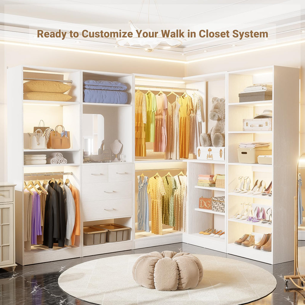 36" Corner Closet System with Shelves, L Shape Closet Organizer