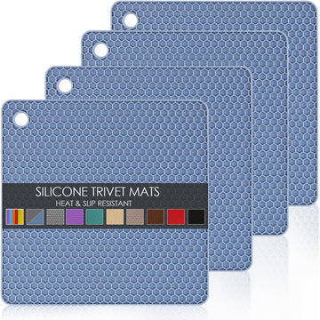 Silicone Trivet Mat, Silicone Trivets for Hot Pots and Pans, Non-Slip & Heat Resistant Silicone Hot Pad - Set of 4