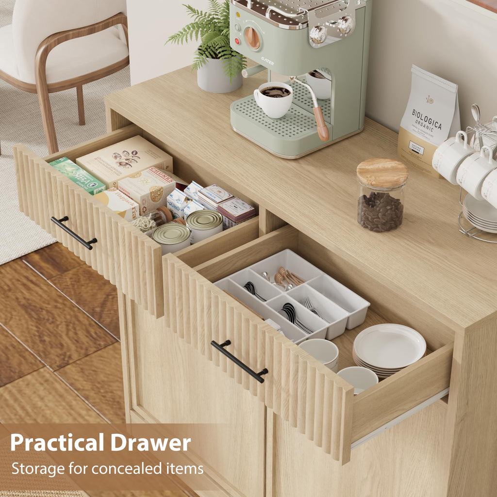 20Gal Double Tilt Out Laundry Hamper Cabinet with Drawers, Natural