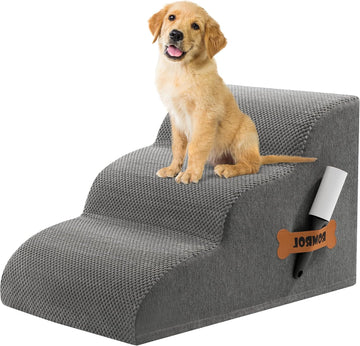 Dog Stairs Ramp for High Bed, 33D Pet Stairs Steps 15.7" H with Durable Non-Slip Waterproof Fabric Cover, Dog Slope