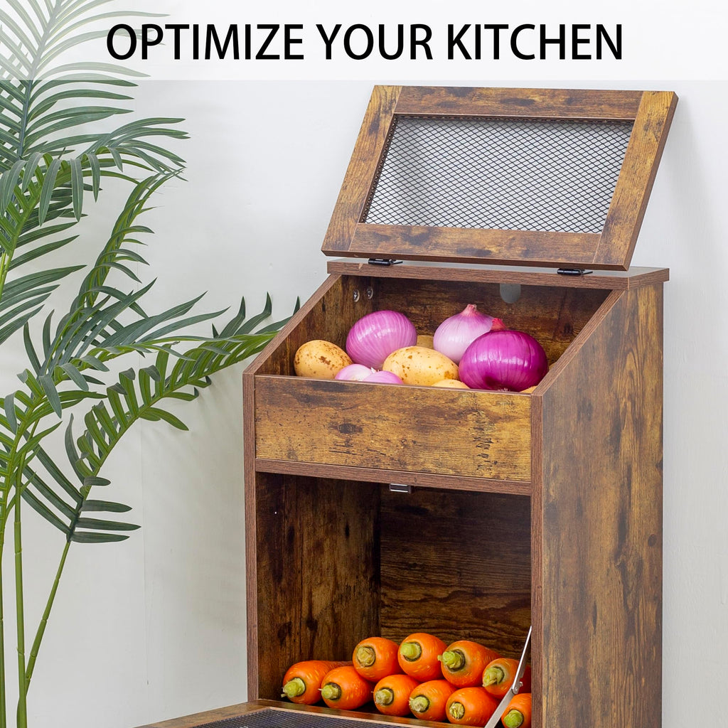 Potato and Onion Storage Cabinet Bin, Brown
