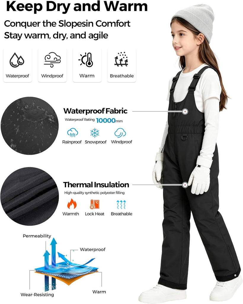 Girls Ski Pants Winter Insulated Snowboarding Overall