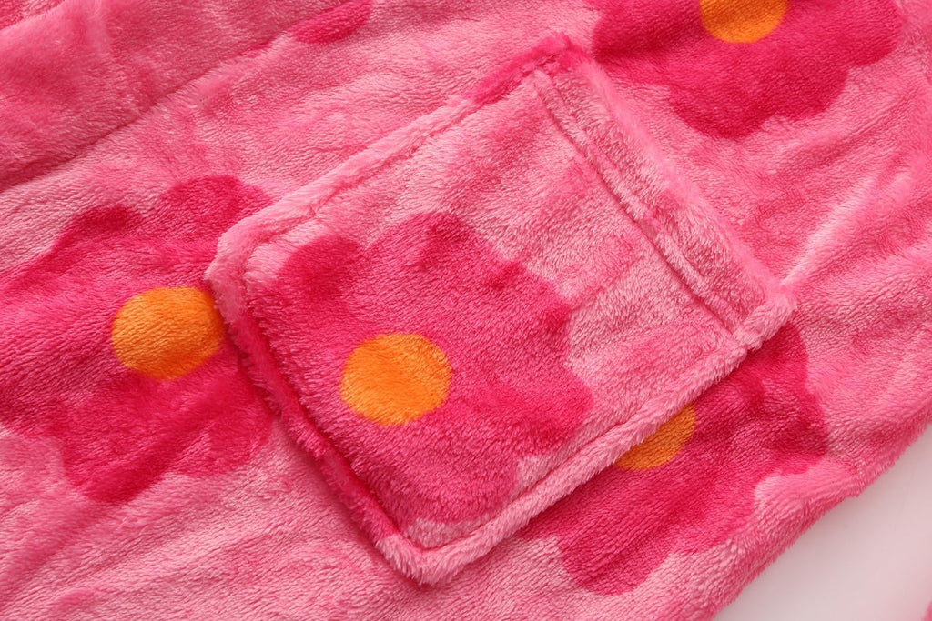 Girls Fleece Hooded Robes Soft Plush Bathrobe for Kids
