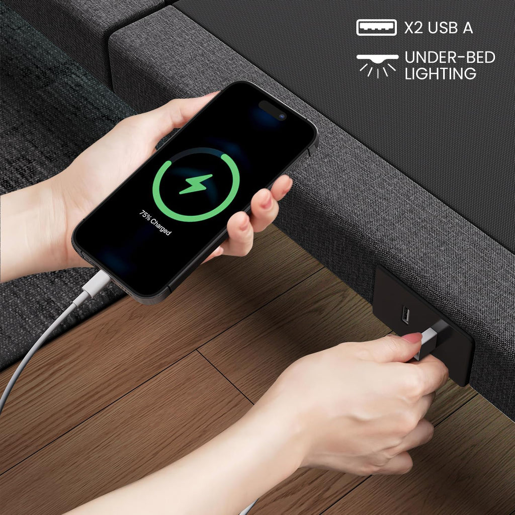 Adjustable Bed Frame Queen with Massage -Wireless Remote Electric Power Bed Foundation Under-Bed Lighting | Zero