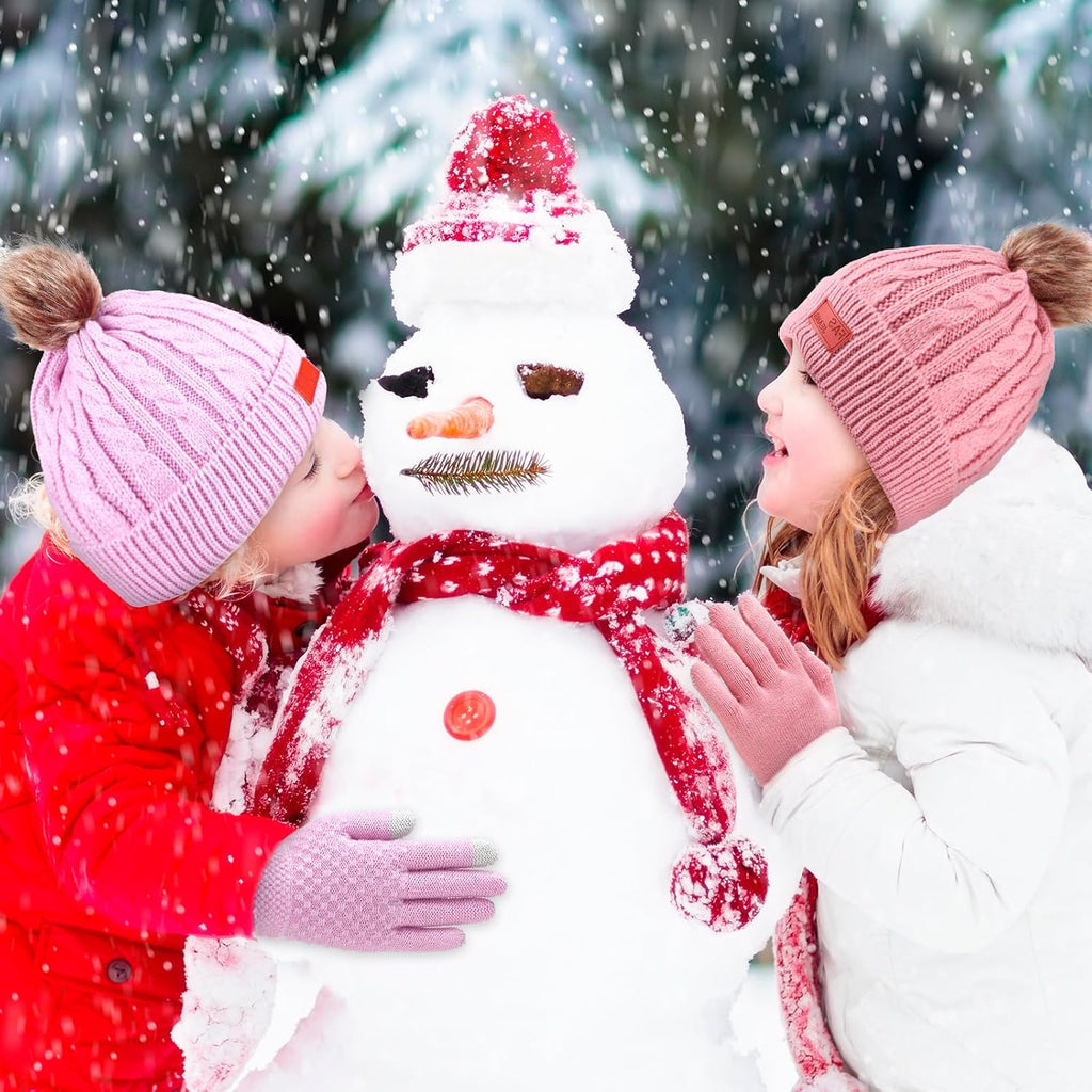 2 Sets Winter Toddler Hat Scarf Gloves Set Warm Hat Gloves Knit Neck Scarf - Old Girls and Boys