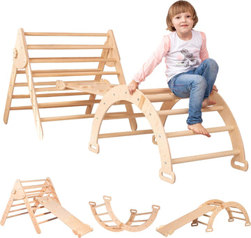Montessori Climbing Set for Kids Ages 2-8:Triangle, Arch and Ramp